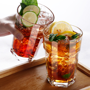 超大容量六角形玻璃果汁杯加厚冷饮水果柠檬茶杯莫吉托鸡尾酒杯