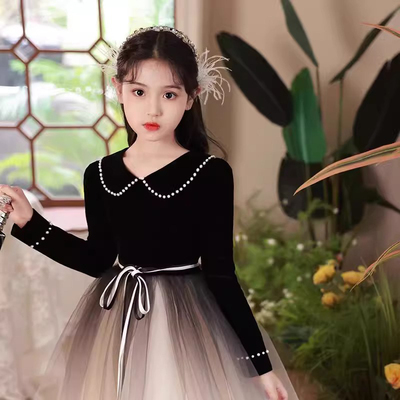 女童礼服公主裙轻奢小众高端绝美生日儿童钢琴演奏主持人长袖春秋