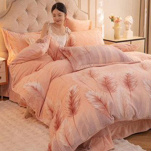 2025新款A类臻棉绒牛奶绒高克重印花冬季加厚法莱绒珊瑚绒四件套