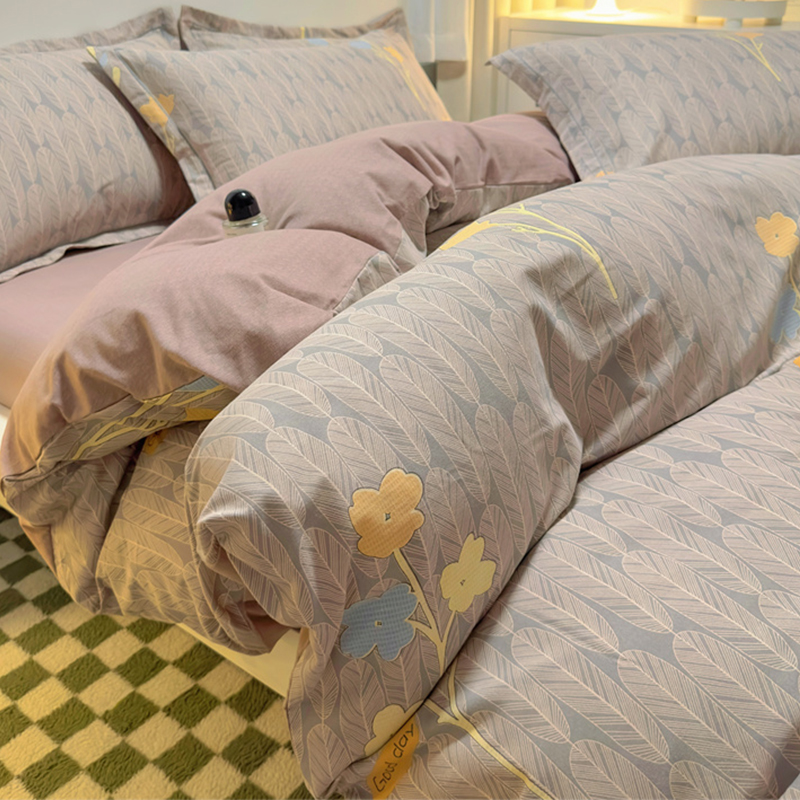 简约全棉磨毛四件套10纯加厚