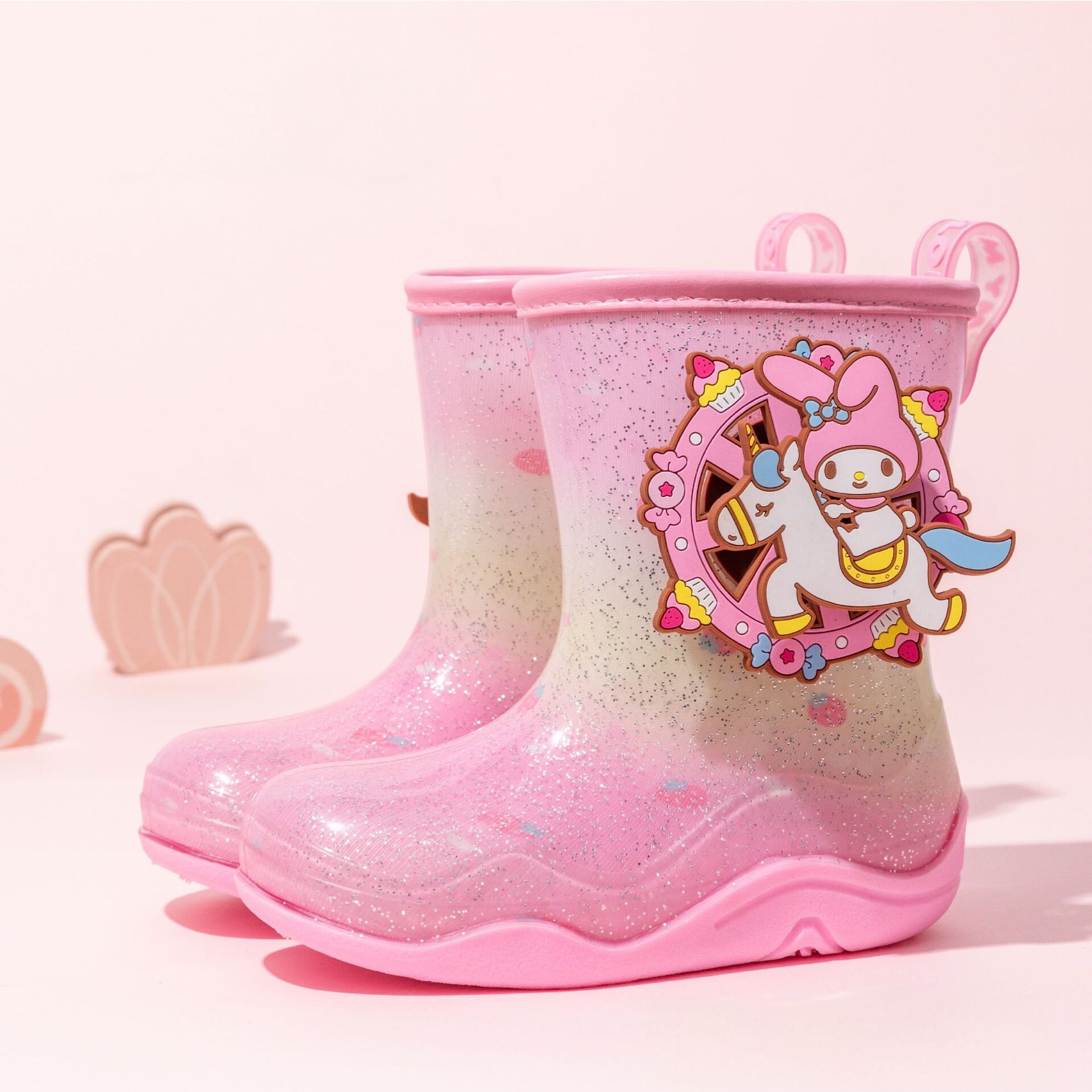 三丽鸥儿童雨鞋女童防滑新款幼儿园女孩雨靴中筒幼儿宝宝束口水鞋