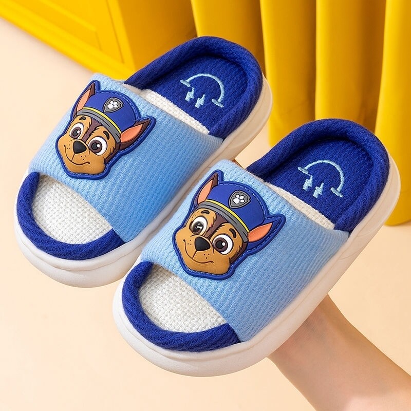 汪汪队儿童亚麻拖鞋男童女童防滑秋季新款室内小孩宝宝棉麻布拖鞋
