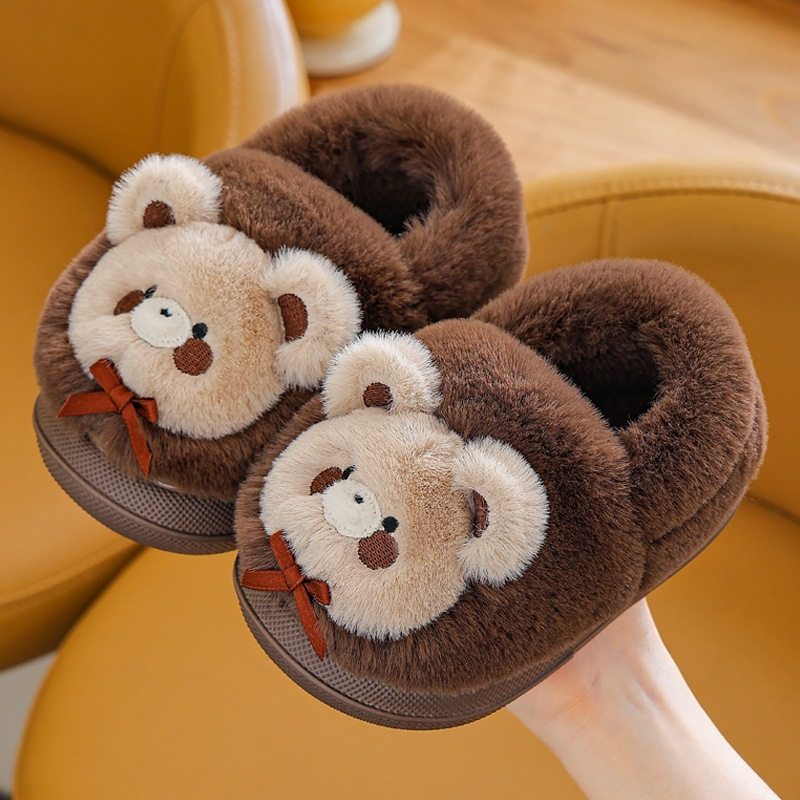 EVA小熊儿童棉拖鞋男童女童防滑秋冬季新款室内幼儿宝宝包跟棉鞋