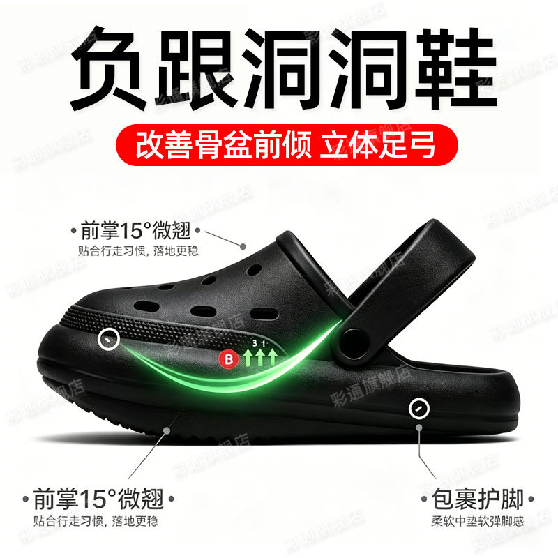 【改善骨盆前倾】负跟洞洞鞋外穿