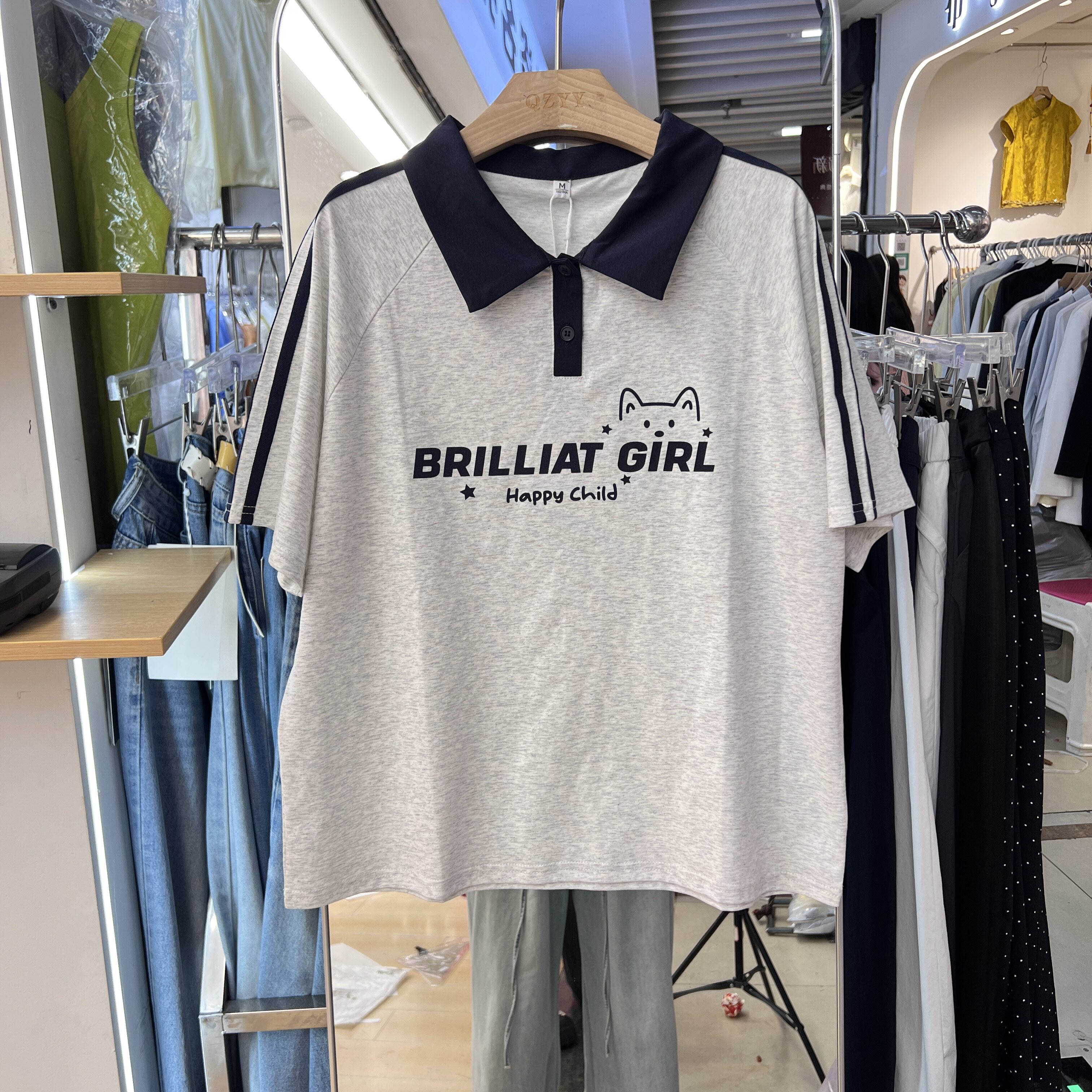 2026夏季新款休闲运动女孩子气甜美时尚中上衣polo衫撞色拼接翻领