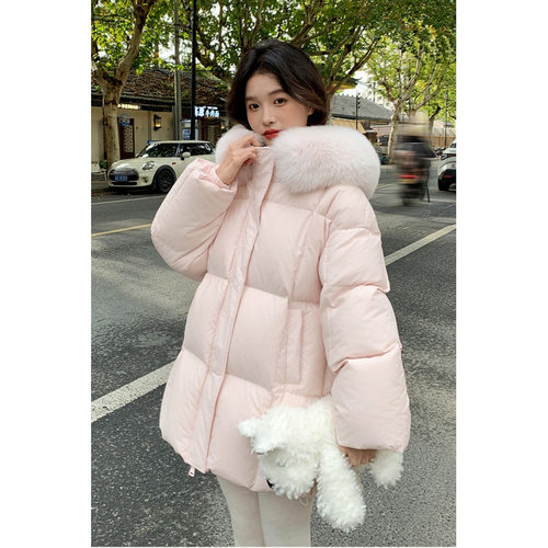 2025新款羽绒棉服女款冬季连帽显瘦不臃肿中长款加厚棉衣袄外套