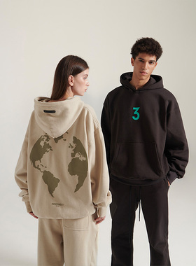 INNERSECT地球限定系列加绒卫衣连帽潮牌美式街头情侣款帽衫