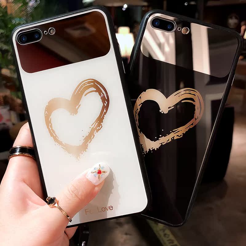 °®ÐÄÊÊÓÃxsmaxÆ»¹û8ÊÖ»ú¿ÇiPhone6²£Á§¾µÃæ7plus¾µ×Ó³±Å®¿îÈ«°ü