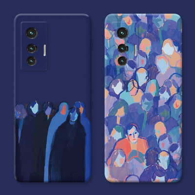 冷淡风人群适用vivo x80手机壳x100x90x70x60x50油画x30x27pro+文艺x23幻彩版艺术x21i简约x20a女款软x9plus