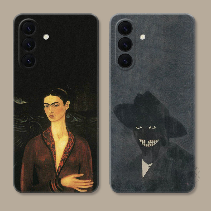 一字眉少女适用三星A56手机壳A73A72A71A70A55A54A53A52A36A35A34A33A26a25A16A15弗里达文艺油画复古女款软