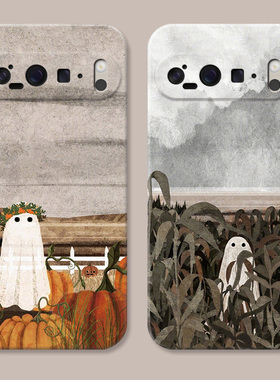 可爱小幽灵适用谷歌Pixel10手机壳9pro/8/7/6A油画XL卡通艺术复古女款耐脏防摔软