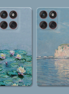 睡莲油画适用摩托罗拉edge60pro手机壳50/40/S30/G86G85G84G75G56G55G54文艺莫奈小清新女款耐脏防摔软硅胶