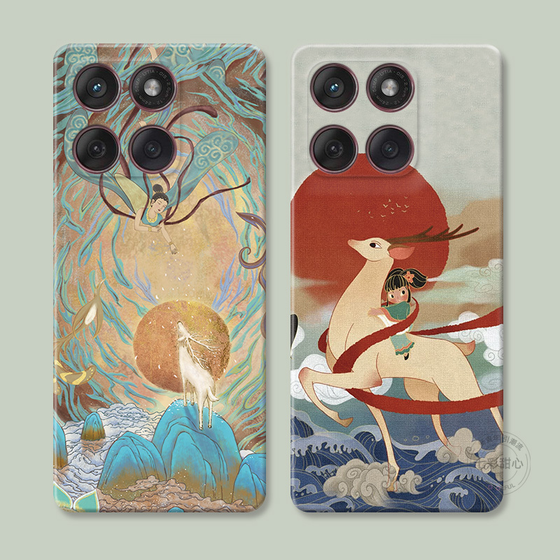 复古国潮敦煌适用摩托罗拉edge60pro手机壳50/40/S30/G86G85G84G75G56G55G54文艺中国风九色鹿女款防摔软