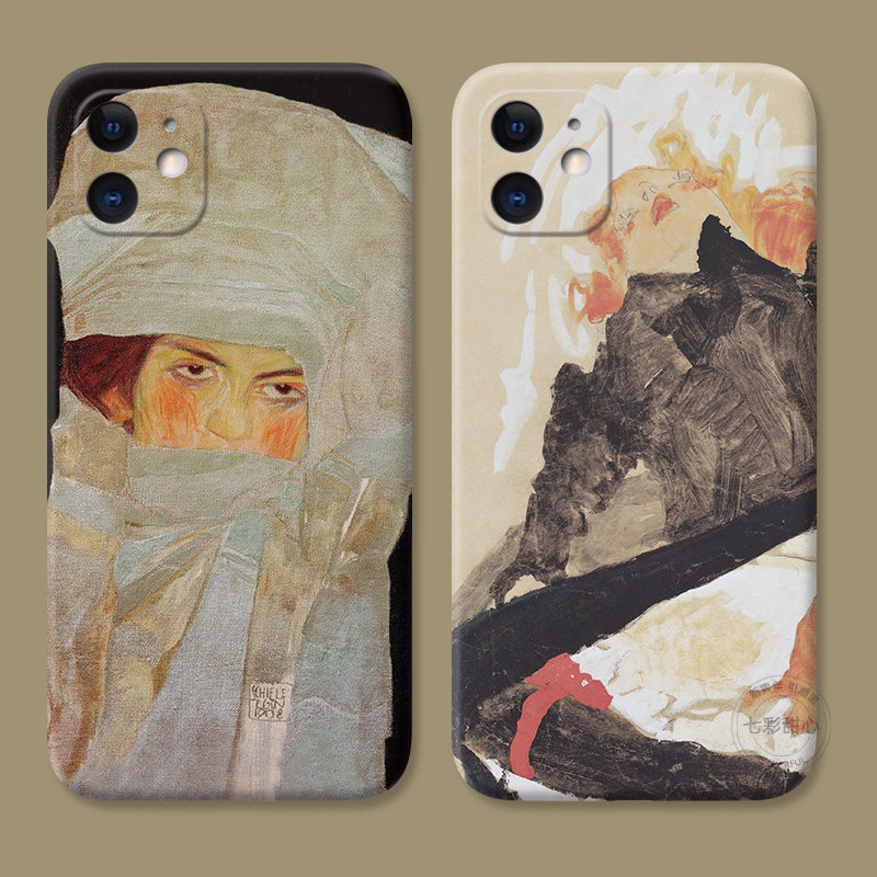 席勒女郎适用iPhone13苹果12手机壳11美术生的14油画17Air/16/15promax全包mini个性男生plus潮牌女款耐脏软