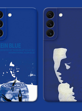 克莱因蓝色适用三星S22手机壳s25/s24/s23ultra创意s21油画风s20fe个性A56/A55/A54plus简约男生女款软edge+