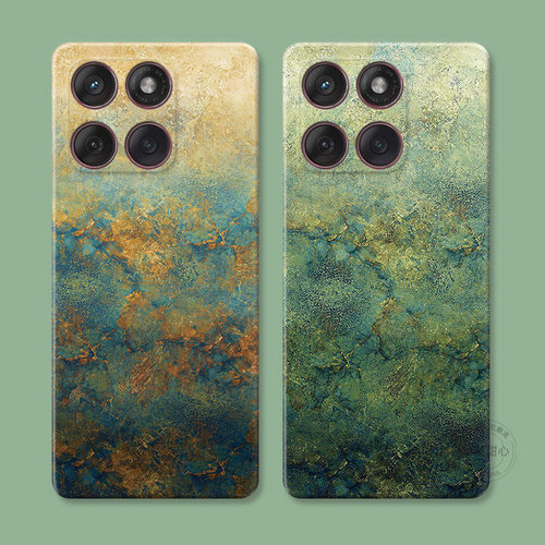 ins风晕染青绿适用摩托罗拉edge60pro手机壳50/40/S30/G86G85G84G75G56G55G54油画小众艺术简约女款耐脏软