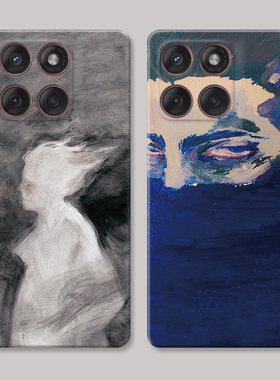 新款冷淡风适用摩托罗拉edge60pro手机壳50/40/S30/G86G85G84G75G56G55G54抽象兰陵王油画文艺个性男生女款软