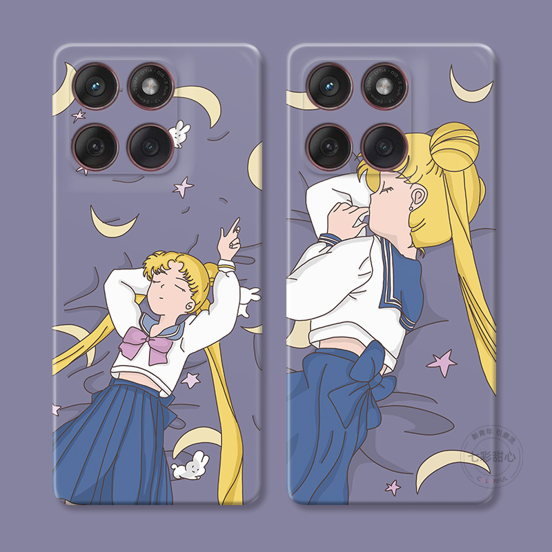 可爱水冰月适用摩托罗拉edge60pro手机壳50/40/S30/G86G85G84G75G56G55G54美少女战士动漫卡通女款软