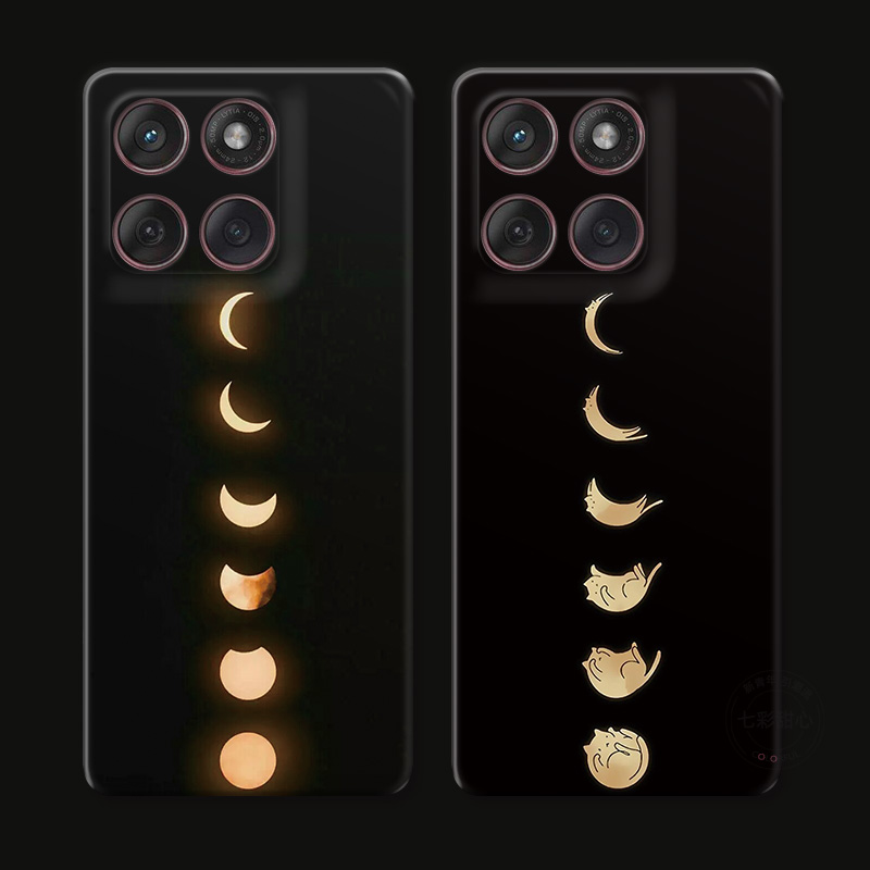 创意月球适用摩托罗拉edge60pro手机壳50/40/S30/G86G85G84G75G56G55G54可爱猫咪简约个性男生卡通女款软