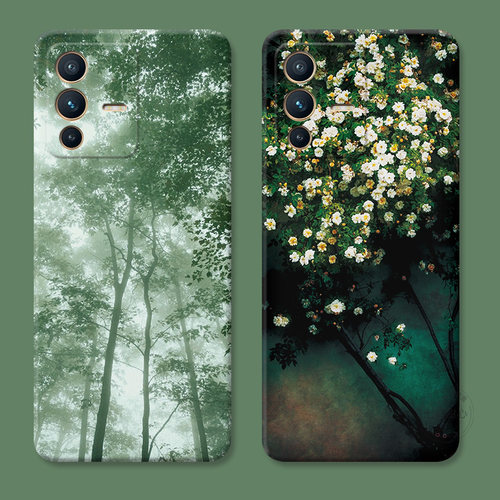 小清新森林适用vivo s30手机壳s20s19s18s17s16s15s12s10s9s7t文艺6e花卉Pro油画风mini女款防摔软