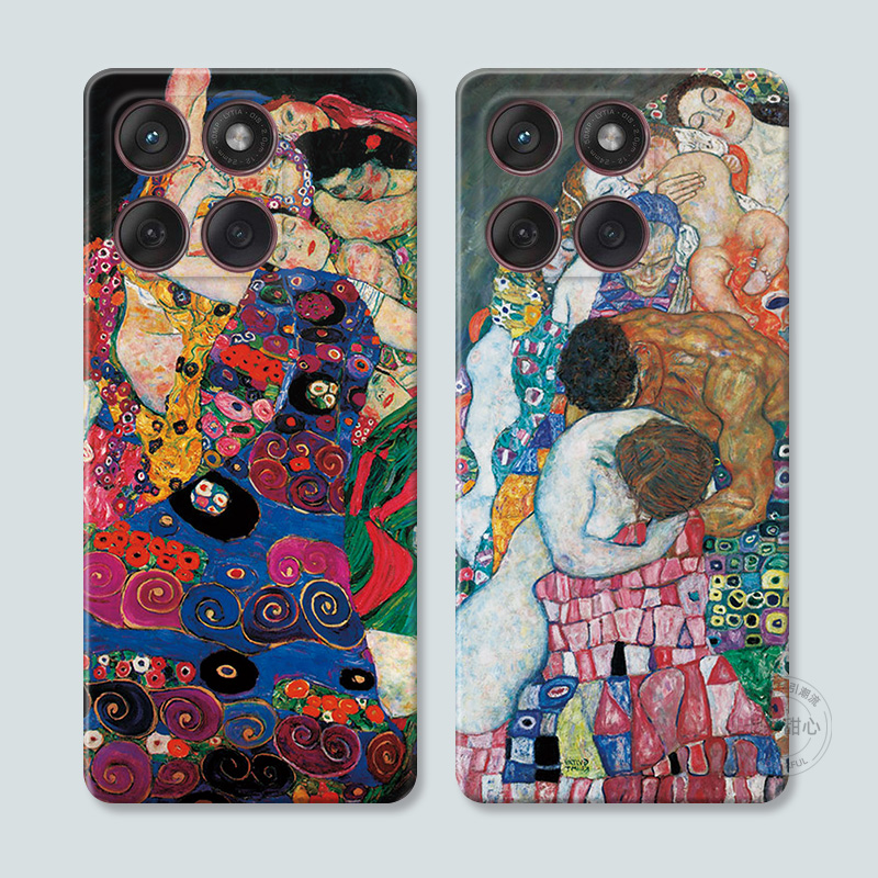 克里姆特油画适用摩托罗拉edge60pro手机壳50/40/S30/G86G85G84G75G56G55G54冷淡风文艺复古女款耐脏软