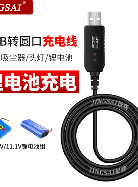 景赛USB锂电池充电线3.7V/4.2V手电筒钓鱼头灯7.4V/8.4V车载吸尘器电动玩具聚合物充电器12V电钻12.6V电池组