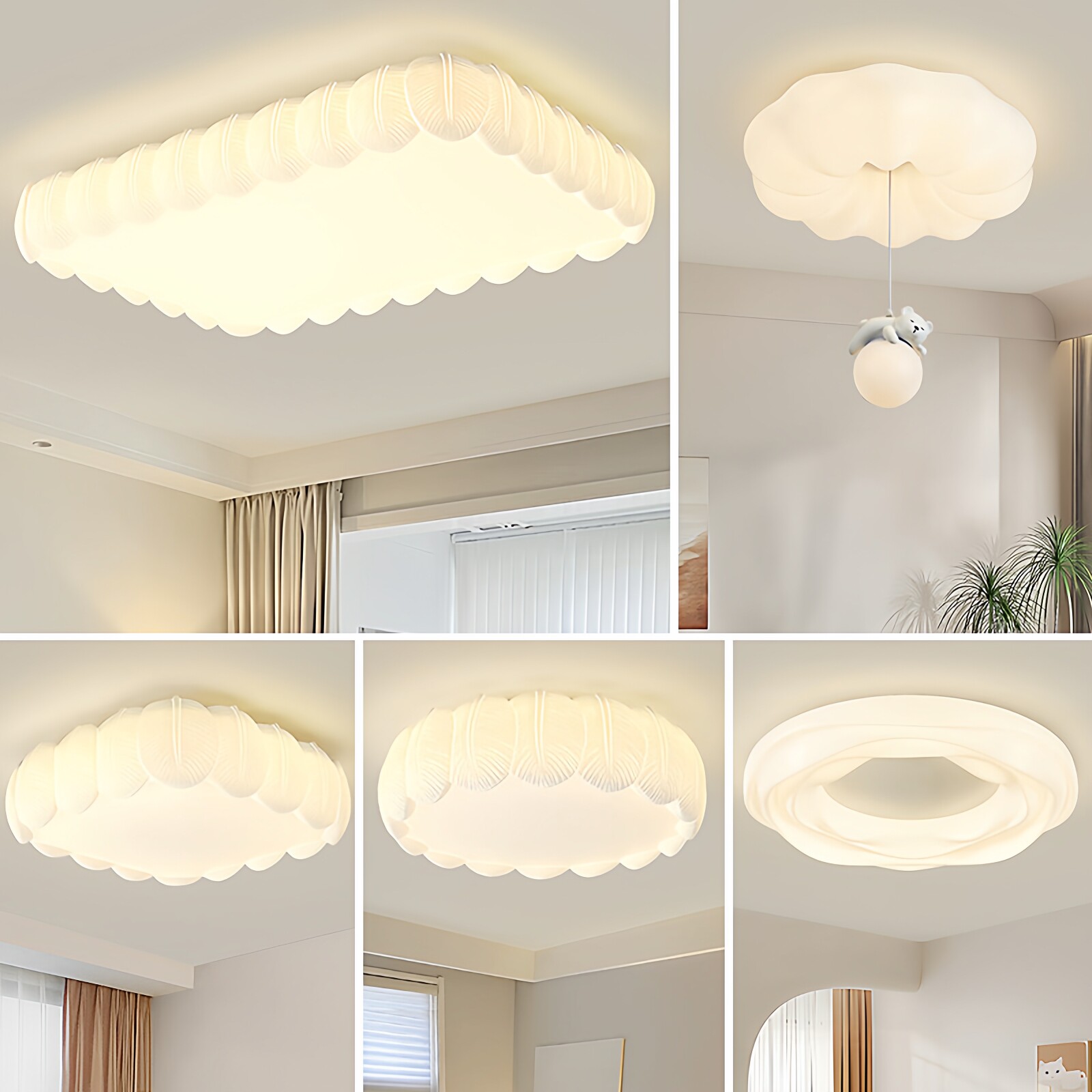 卧室灯吸顶灯奶油风客厅灯led温馨羽毛餐厅灯2026年新款中山灯具