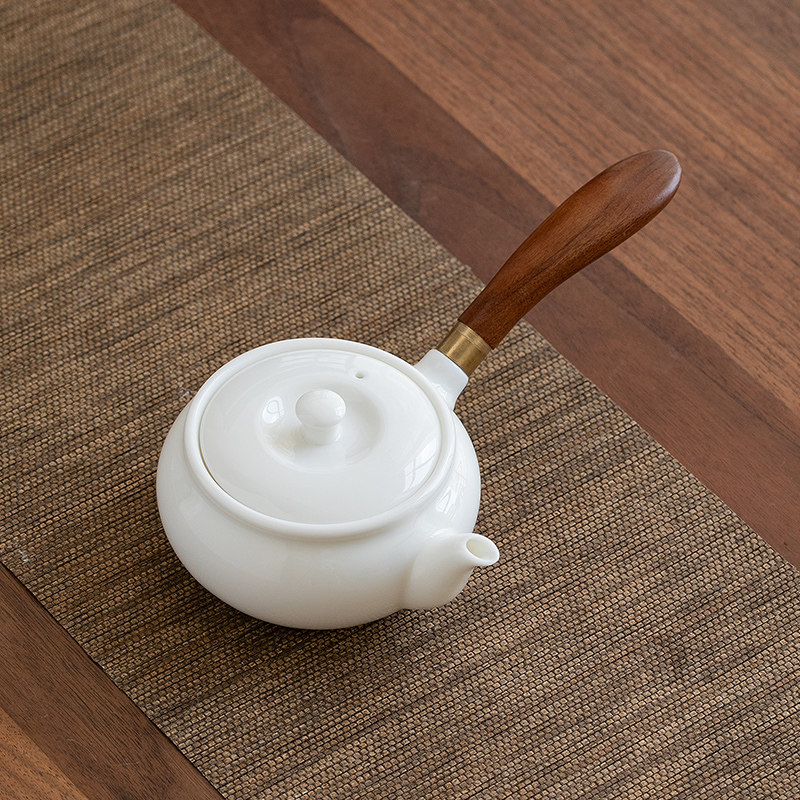 白瓷茶壶德化羊脂玉家用个人简约泡茶单壶功夫茶具陶瓷过滤侧把壶