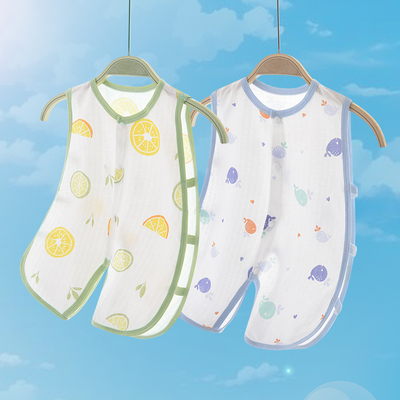 婴儿琵琶衣超薄款夏季新生开裆连体衣服宝宝无袖背心哈衣爬服夏装