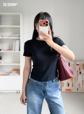 DD「Basic Fit」26春夏正肩圆领抗皱修身螺纹纯色短袖上衣T恤女