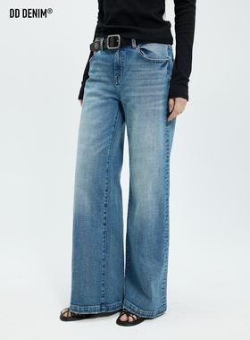 DD 2025早春 低腰廓形29702_复古蓝牛仔裤女微弹力阔腿直筒长裤