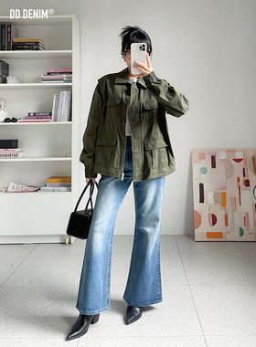 DD「70s复古喇叭裤」不贴腿微弹高腰牛仔喇叭裤女秋冬显瘦长裤