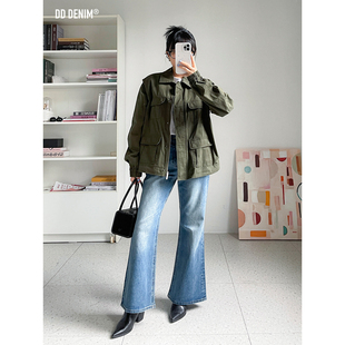 女秋冬显瘦长裤 DD「70s复古喇叭裤 」不贴腿微弹高腰牛仔喇叭裤