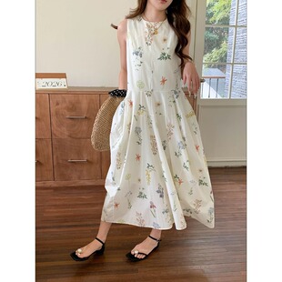 SUNS 韩系甜美碎花圆领宽松长裙背心连衣裙ZY3122 春夏植物系穿搭