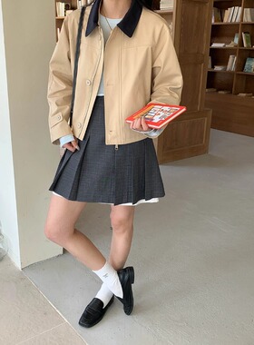 SUNS早春新款天丝棉简约工装风夹克圆领宽松百搭通勤上衣女ZY3872