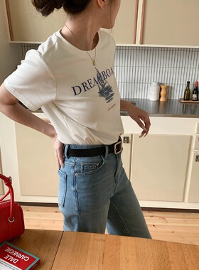 SUNS夏日海岛 新品韩系百搭时髦字母印花圆领宽松短袖T恤女ZY4027