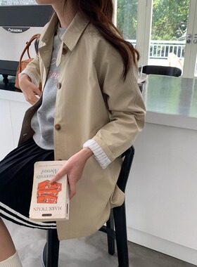 SUNS伦敦街拍 早春新品复古英伦风翻领休闲风衣外套中长款ZY2112