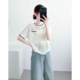 白色镂空撞色圆领针织衫 冰丝高知miu系上衣 薄款 短袖 T恤女2026夏季