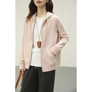 运动开衫 小个子高级感修身 上衣 2026新款 粉色连帽卫衣外套女春秋款