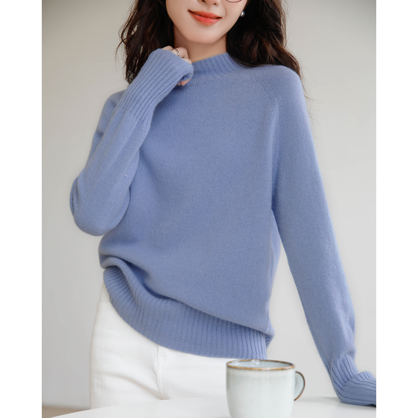 温柔风半高领纯羊毛衫