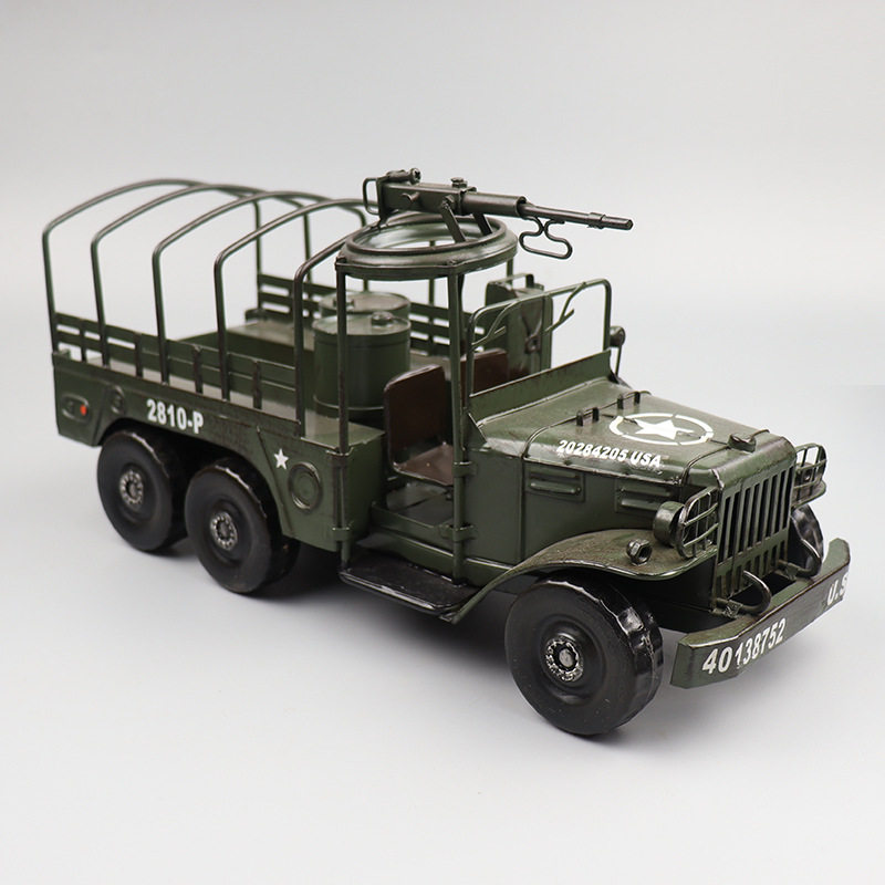 仿真道奇运输卡车模型复古手工艺品二战军车摆件怀旧收藏橱窗摆设