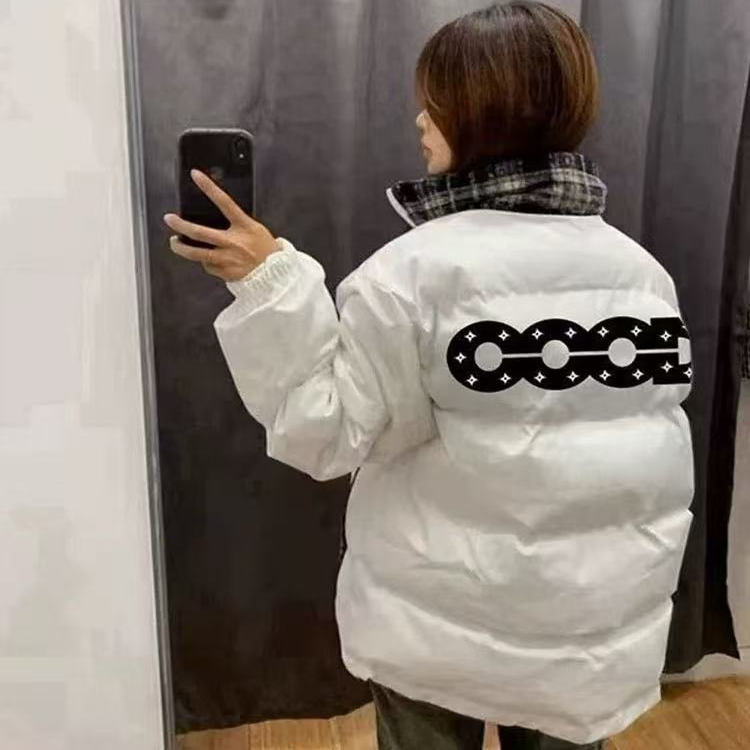 冬季新款国潮美式GOOD格子棉服秋冬男女宽松加厚保暖情侣外套潮