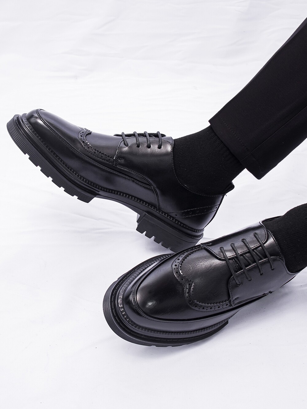 BREATHABLE BROGUE LEATHER SHOES MENS FORMAL WEAR BUSINESS LUXURY SENSE OF INNER HEIGHT CASUAL SUIT HEIGHT WEDDING GROOM SHOES