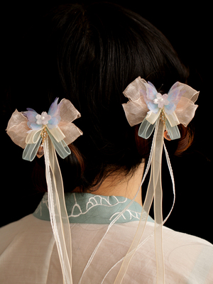 发夹边夹丝带古超仙绢花后压压鬓