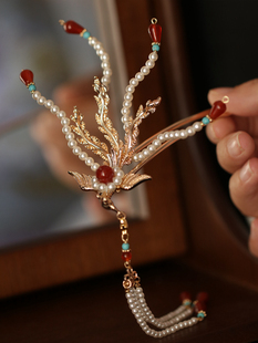 国潮偏凤汉服明制发钗金丝凤头饰凤钗步摇发簪女高级感簪子女古风