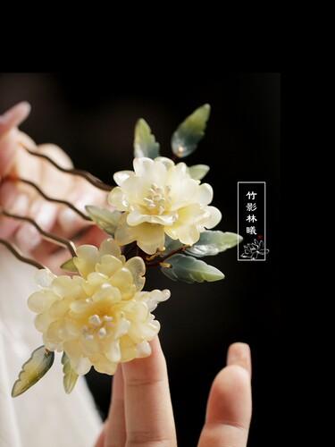 发梳插梳琉璃发饰头饰汉服牡丹花