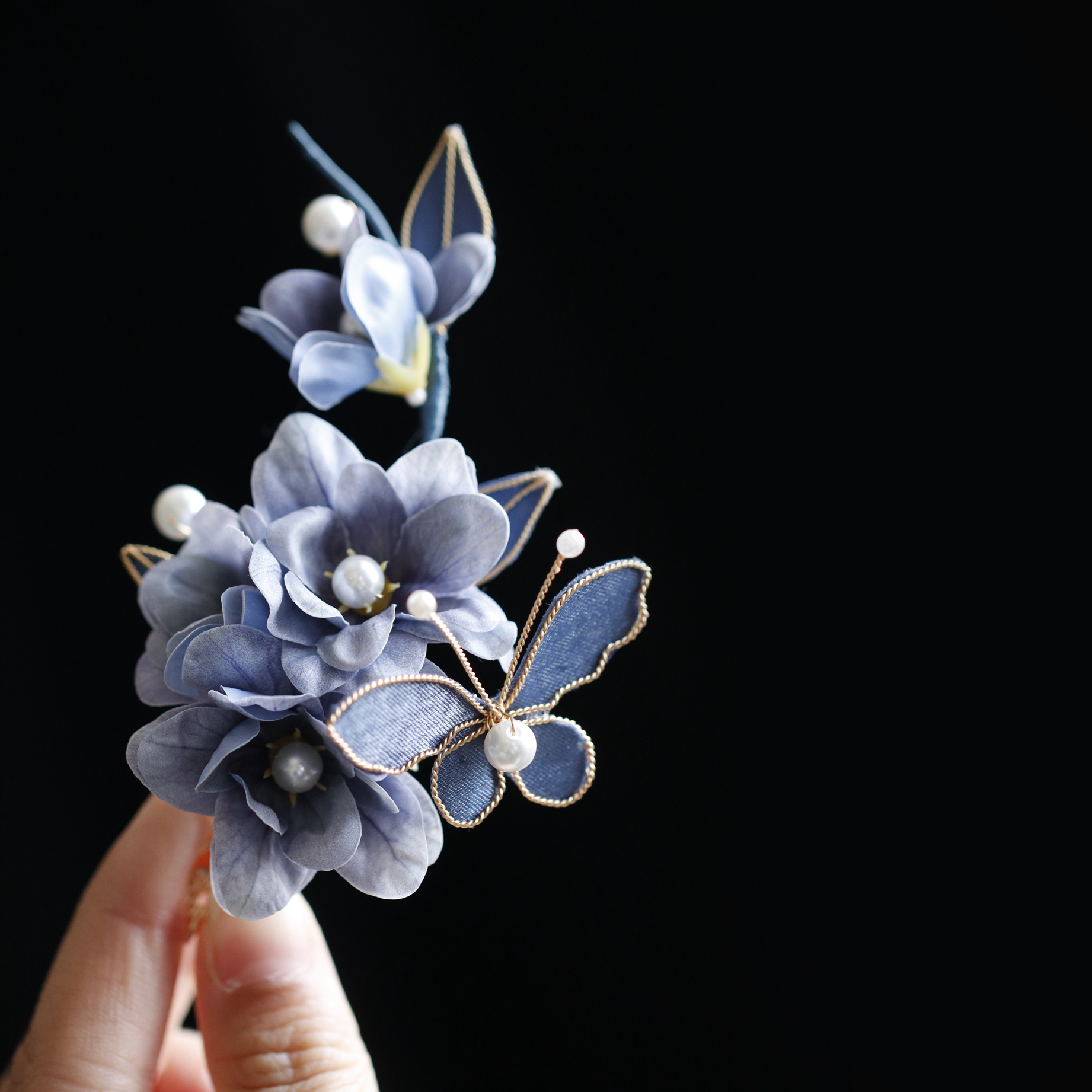 唐风超仙汉服发夹侧边花朵发饰