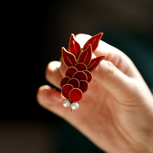 竹影林曦锦鲤头饰女秀禾发饰红色发夹中式中国元素配饰 锦上添花