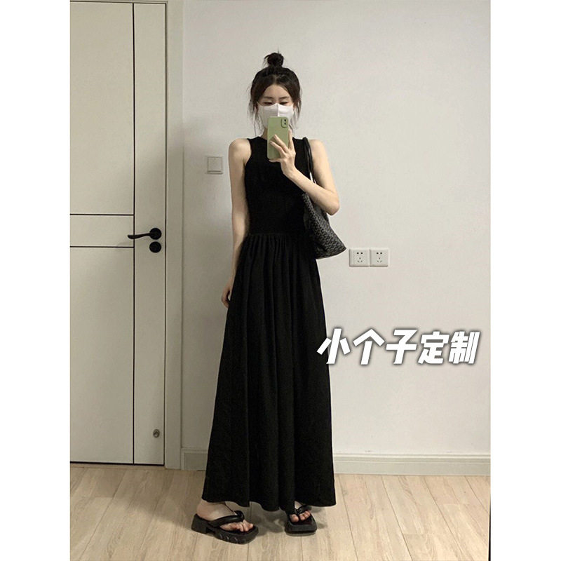 150小矮个子吊带连衣裙女收腰a字中长款无袖背心打底裙xs显高夏LY