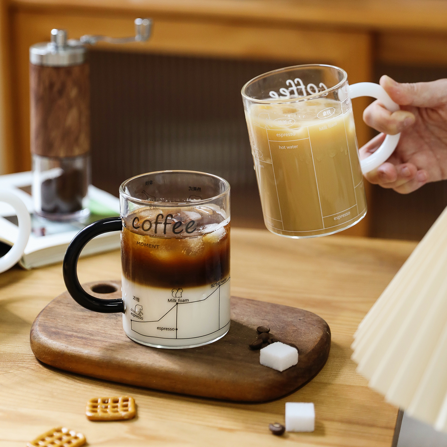 舍里耐冷耐热家用水杯泡茶杯对杯